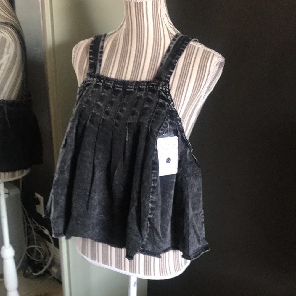 🛑 1 hour sale. Free People, M, pleated baby doll denim - Picture 10 of 11